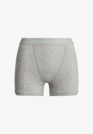 Lysegrå herre boxershorts med sømmer og en matchende linning med teksten "POLO RALPH LAUREN" i hvitt.