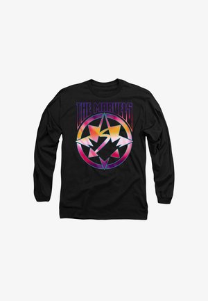 Black long-sleeve t-shirt featuring a colorful graphic design with the text "THE MARVELS" and a circular logo with star motifs.