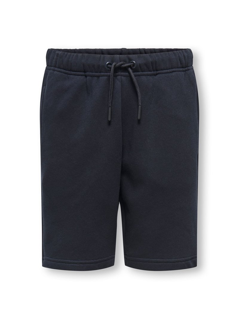 Mørkeblå herreshorts lavet af bomuldsblanding, med elastisk talje, snorelukning og uden synlige lommer.