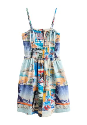 Next, REGULAR FIT - SQUARE NECK SHIRRED STRAPPY MINI DRESS  . - Vestido informal - blue landscape print