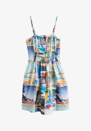 Next, REGULAR FIT - SQUARE NECK SHIRRED STRAPPY MINI DRESS . - Day dress - blue landscape print