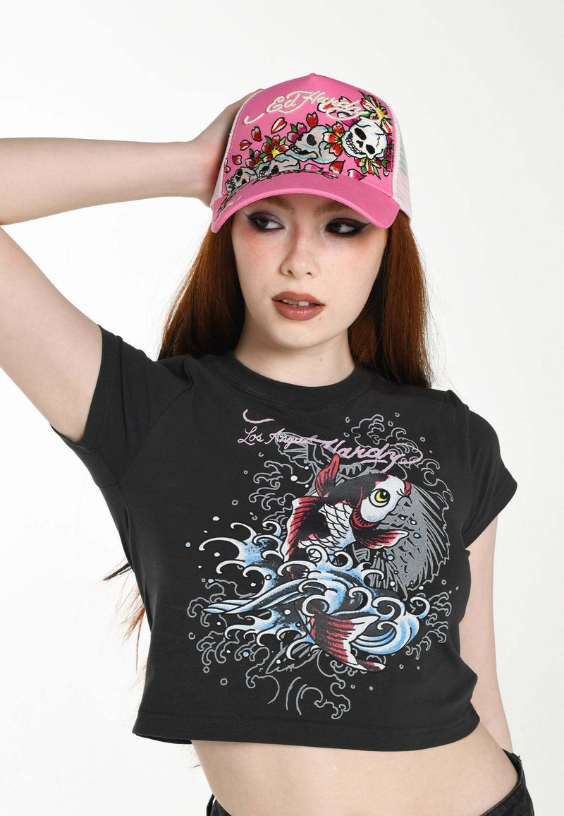 Ed Hardy SKULL-BLOSSOM TWILL FRONTTRUCKER - Cap - pink pink/pink ...