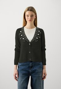 ONLY ONLBRIANNA PEARL V-NECK - Cardigan - black/white