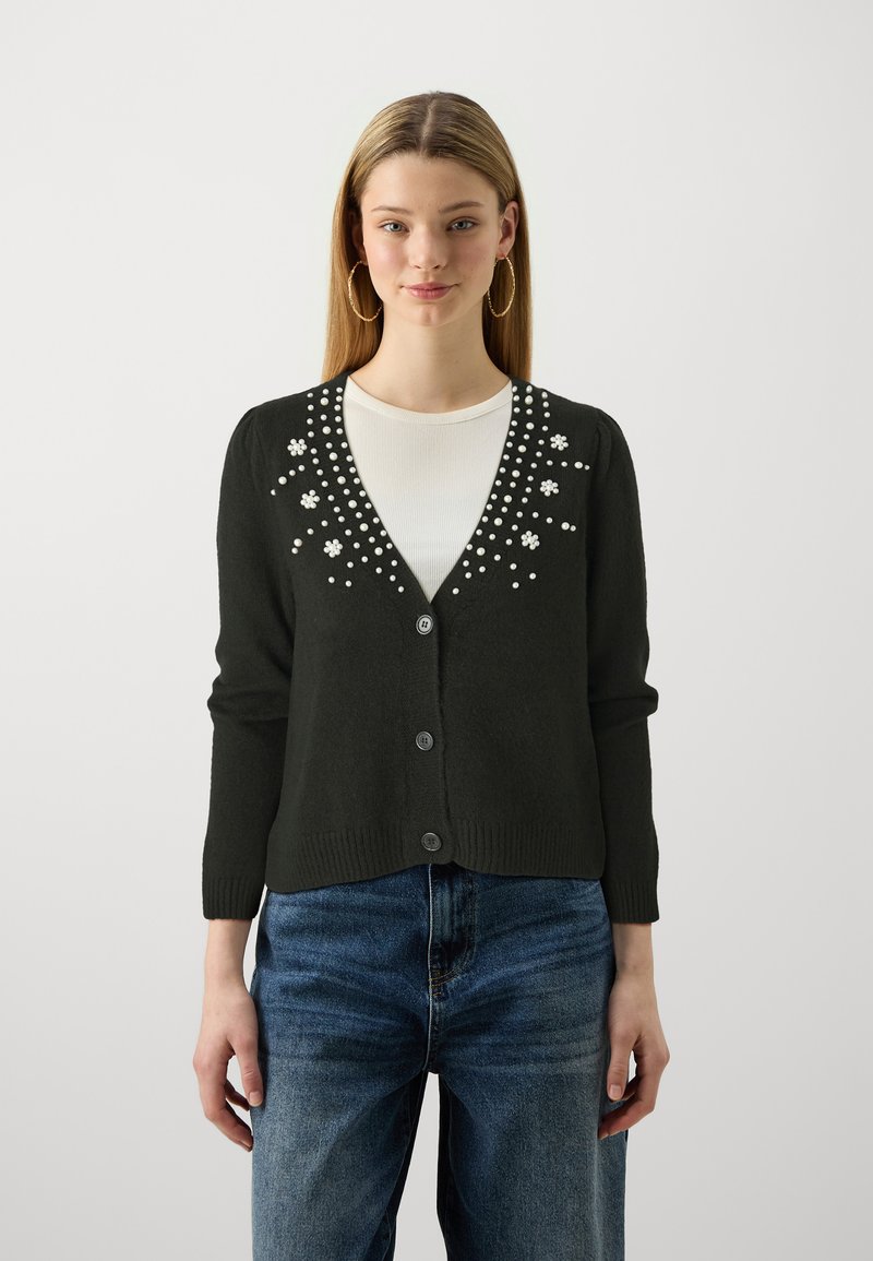 ONLY ONLBRIANNA PEARL V-NECK - Cardigan - black/white