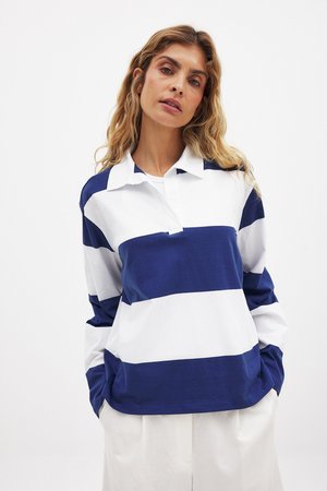 Piké - white navy stripes