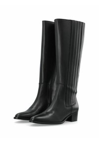 BIACAROL CHELSEA KNEE HIGH BOOT SMOOTH LEATHER - Nöörsaapad - black