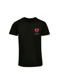 Black cotton t-shirt featuring a red heart design with a black eagle, and the text "SHQIPËRI" in white underneath the heart.