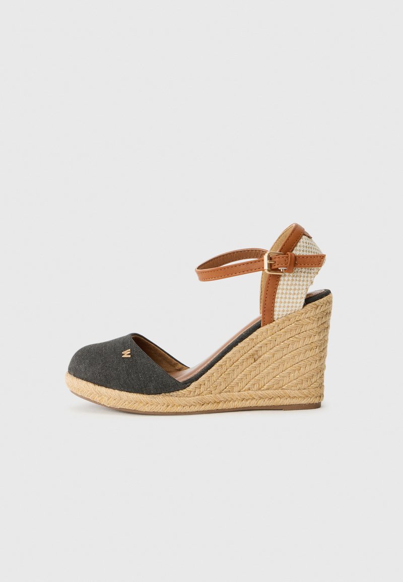 Wrangler Sandalen met sleehak zwart denim/blackdenim