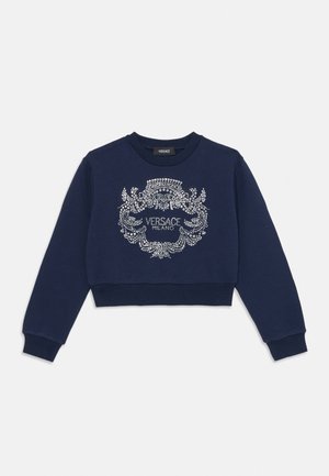 Versace STUDS STRASS ICONIC CREST KIDS EMBROIDERY - Sudadera - navy/silver coloured