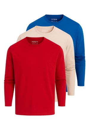 CASUAL 3 PACK - Langærmet T-shirt - red beige deep blue