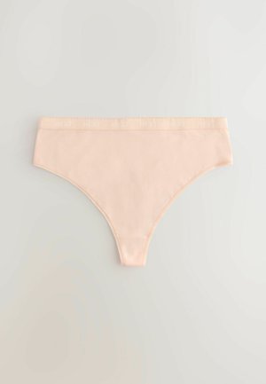 Jasnoróżowe stringi o miękkiej teksturze. Posiadają wąski pas z logo "NEXT", zaprojektowane dla gładkiego dopasowania.