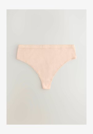 Svetloružové nohavičky typu thong s jemnou textúrou. Majú úzky pás s logom "NEXT", navrhnuté pre hladké nosenie.