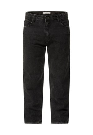 Schwarze Jeans aus Denim mit geradem Bein, fünf Taschen und klassischem Knopfverschluss. Ausgestattet mit leichter Verwaschung und weichem Griff.