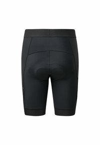 Shorts de cyclisme noirs au design ajusté. Comprend un insert rembourré, des coutures plates et une large taille élastique. Matériau durable et extensible.
