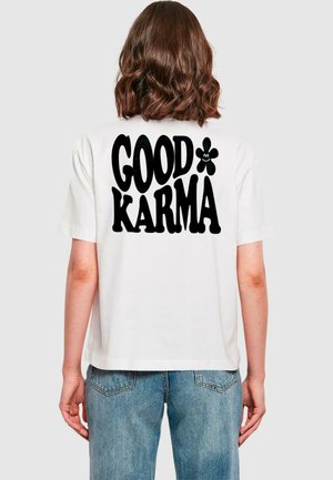 GOOD KARMA HAPPY FLOWER TEE - T-shirt con stampa - white