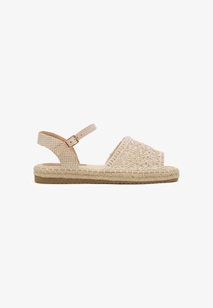 INSIDE, SANDALIAS YUTE BORDADA BEIGE - Sandalias - blanco