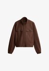 HIGH-NECK CROPPED JACKET - Veste légère - cocoa
