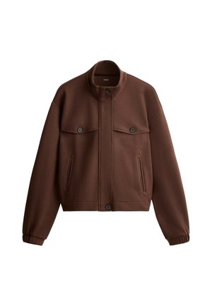 OYSHO, HIGH-NECK CROPPED JACKET - Veste légère - cocoa