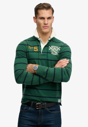 DOUBLE EMBLEM RUGBY - Poloshirt - hunter green stripe
