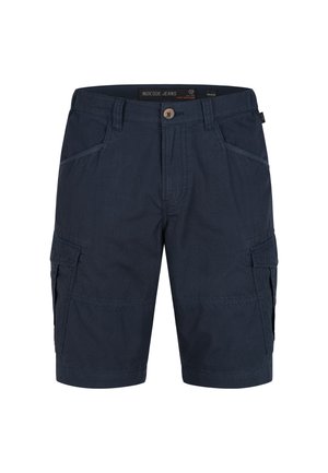 Námorné cargo šortky vyrobené z odolnej látky, s bočnými vreckami, zapínaním na gombík a rovnými nohavicami.