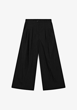 Massimo Dutti FLOWING PALAZZO WITH DARTS - Pantalon classique - black