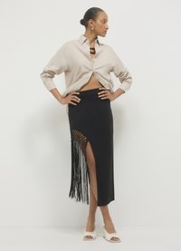 Calliope LUNGA SPACCO FRANGE - Bleistiftrock - ultrablack