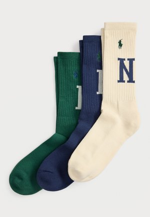 COTTON-BLEND CREW SOCK 3-PACK - Calze - green/navy/cream