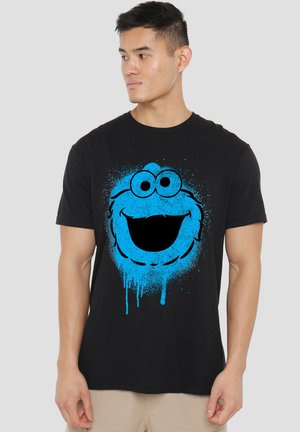 SESAME STREET COOKIE MONSTER GRAFFITI SPRAY FACE - Print T-shirt - black