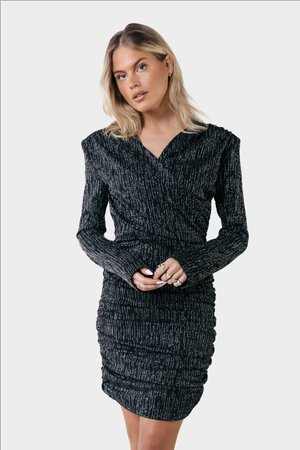 BRYSSA STRIPES PADDED DRESS - Cocktailkjole / festkjole - metallic silver