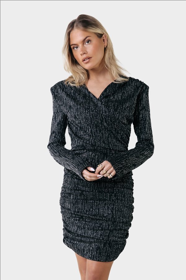 BRYSSA STRIPES PADDED DRESS - Cocktail dress / Party dress - metallic silver