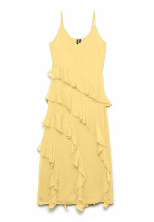 Vero Moda, VMSMILLA S/L V-NECK LONG FRILL DRESS WVN - Maxikjoler - pale banana