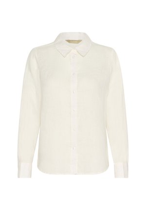 Camicia bianca in lino con maniche lunghe, colletto classico e discreto davanti con bottoni. Texture morbida con un design leggero e traspirante.