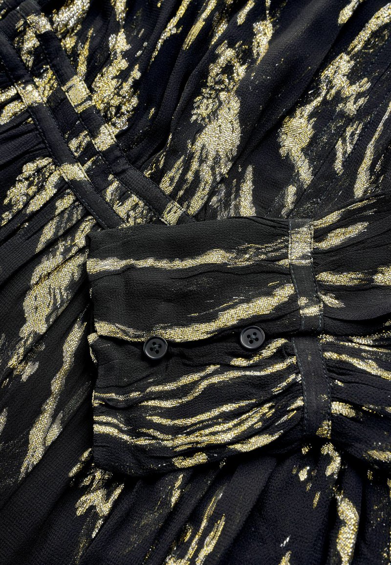 Next REGULAR FIT - LONG SLEEVE MIDI BOHO TIER - Maxi dress - black gold/gold-coloured  - Zalando