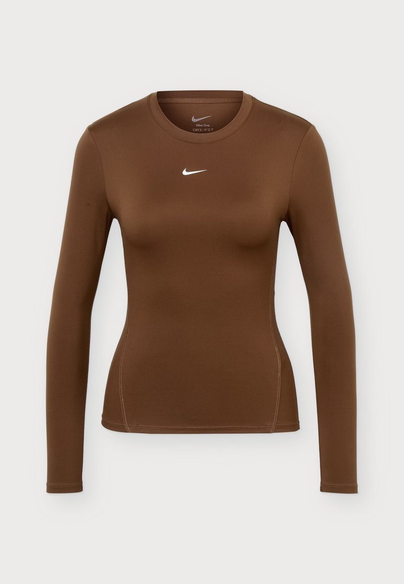 Nike Performance ONE - Long-sleeved top - cacao wow/white/brown - Zalando