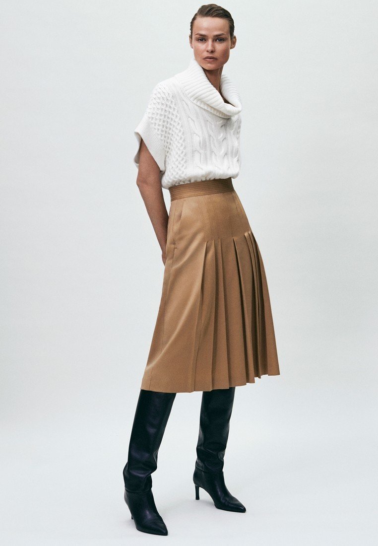 Massimo Dutti Veckad kjol nude Zalando.se Massimo Dutti Veckad kjol beige Zalando.se