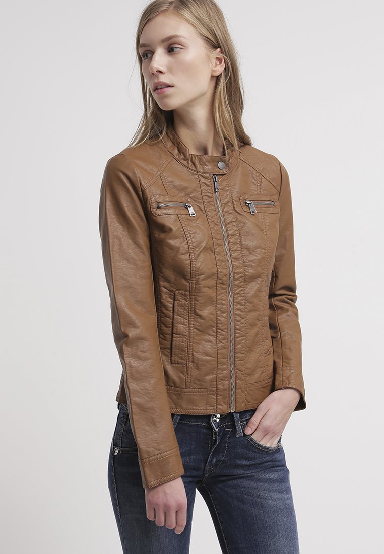 ONLY - ONLBANDIT BIKER NOOS OTW - Faux leather jacket - cognac, Enlarge