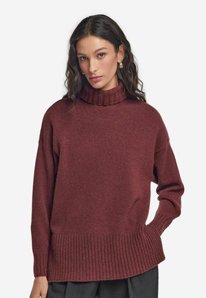ROLLKRAGEN AUS ULTRASOFT  - Pullover - rot marsala melange