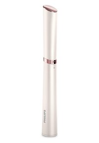 Appareil de vapeur Philips au design cylindrique élégant en blanc avec une touche de rose doré en haut et un indicateur de puissance.