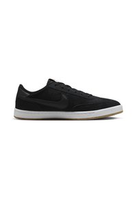 Crne nubuk tenisice s sjajnim crnim kožnimDetalj swoosh, bijelim srednjim dijelom i gumiranim potplatima. Ima klasičan niskoprofilni dizajn i vezanje.