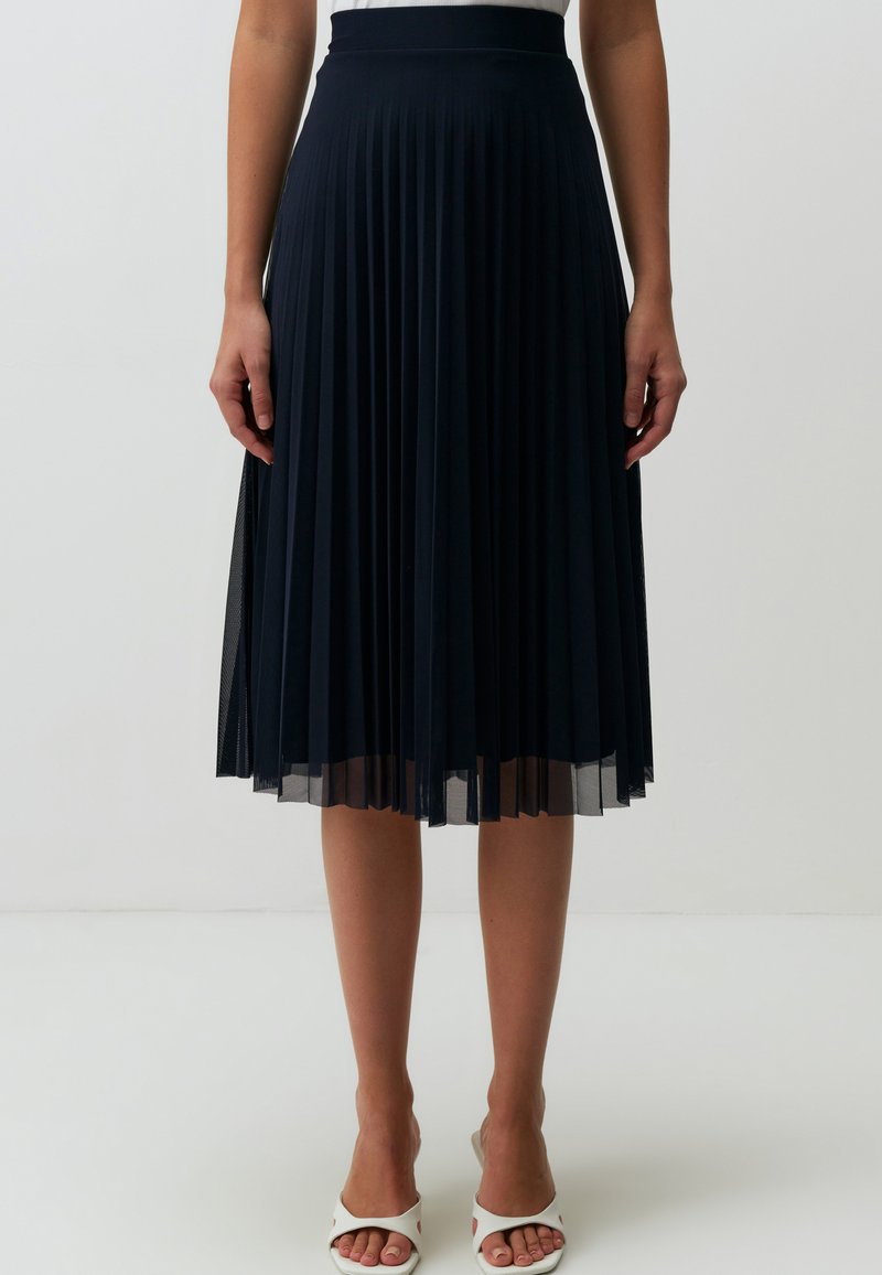 Jimmy Key HIGH WAIST MIDI - Gonna a pieghe - dark blue