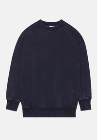 Mørk marineblå sweatshirt laget av myk bomull, med rund hals, ribbede mansjetter og en avslappet passform. Inkluderer detaljer i sidesømmen.
