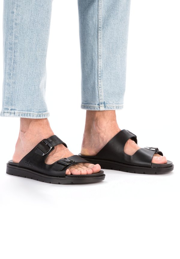 Pantolette flach - schwarz