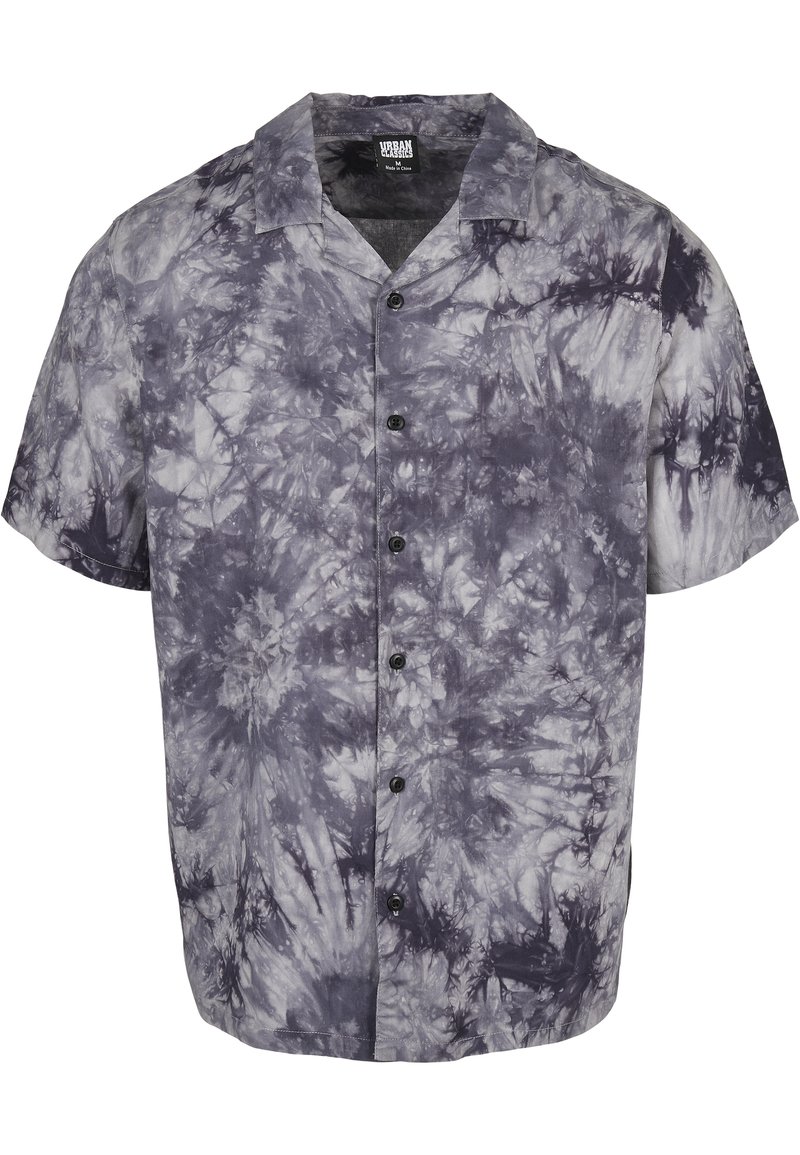 Chemise Style Tie & Dye Fleurs Hawaii - Gris Foncé/blanc - Taille 42/44 (voir Mesures) - Très Bon état Occasion