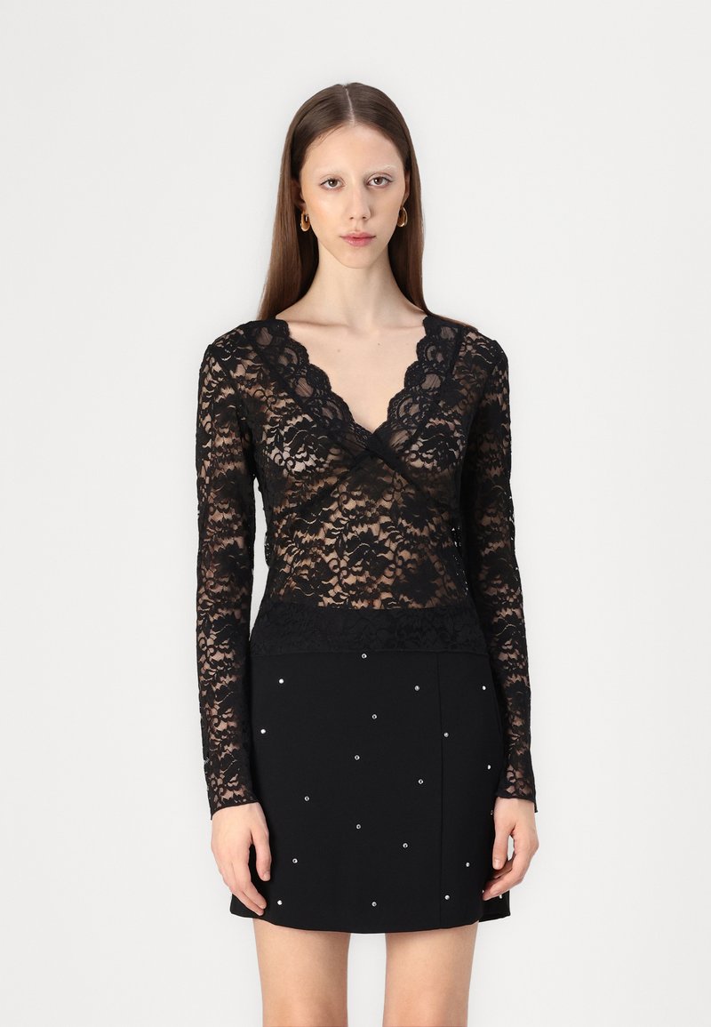 Gina Tricot Pikkade varrukatega topp - black