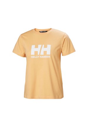Żółta bawełniana koszulka z krótkim rękawem, na której znajduje się białe logo "HH" oraz napis "HELLY HANSEN" poniżej. Klasyczny krój z okrągłym dekoltem.