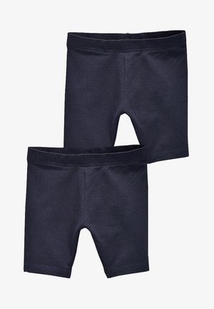 Tumedast puuvillased lühikesed püksid elastse vöökohtaga, millel on sile tekstuur ja tihe disain. Müüakse kahekaupa.