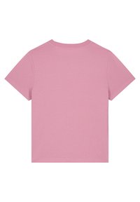 Roze katoenen T-shirt met een ronde halslijn en korte mouwen. Soepele textuur, standaard pasvorm en geen zichtbare graphics of prints.