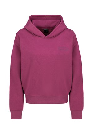 Fleece hoodie in dieproze, met een capuchon met trekkoord, lange mouwen en geribbelde manchetten. Subtiele logodetail in een donkere kleur aan de voorkant.