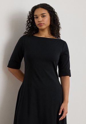 Lauren Ralph Lauren Woman RIB-KNIT STRETCH COTTON MIDI DRESS - Robe en jersey - black