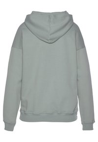 Sudadera con capucha de color gris claro, de corte relajado, con puños y dobladillo acanalados. El diseño presenta un color sólido y un estilo minimalista.
